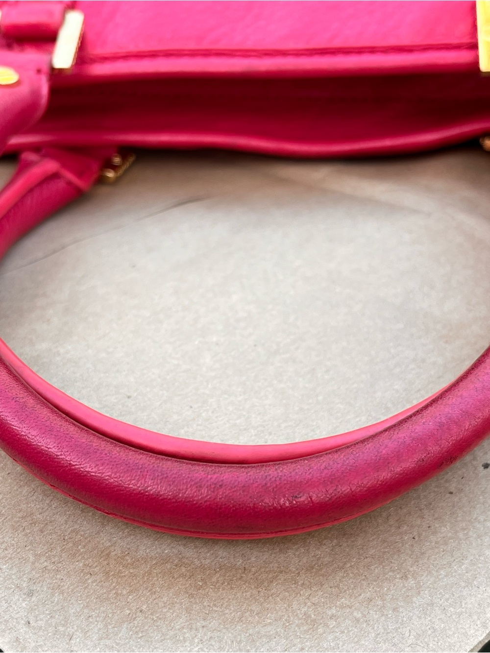 Tory Burch Small Amanda Satchel Bright Pink Leather Gold Hardware - Picture 8 of 10